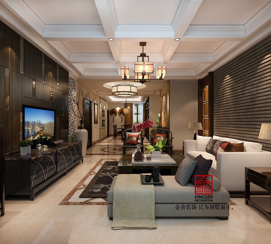 新源燕府裝修-中式風格-客廳