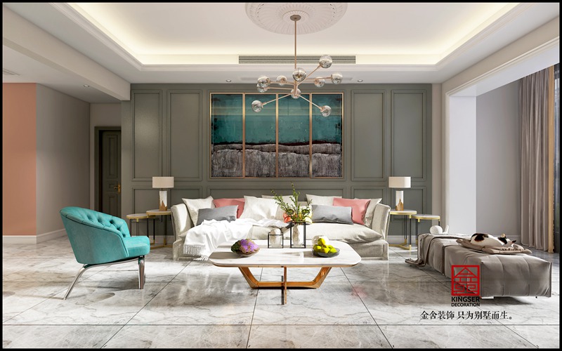 金悅府129平米現代輕奢裝修-客廳