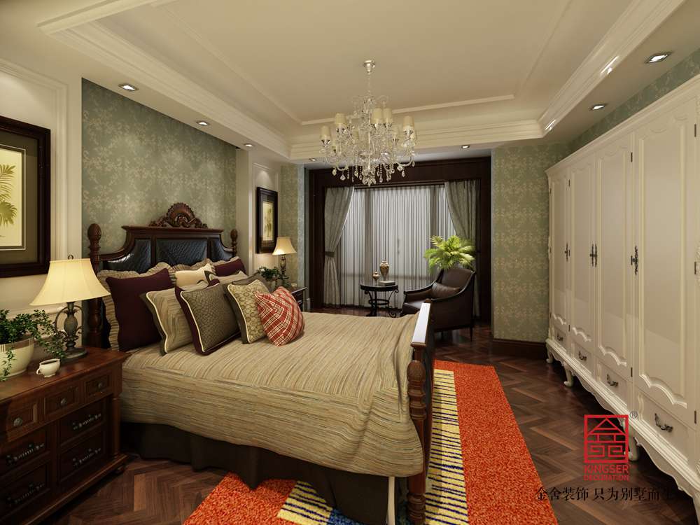 萬(wàn)科東麗湖別墅裝修-歐式風(fēng)格-臥室