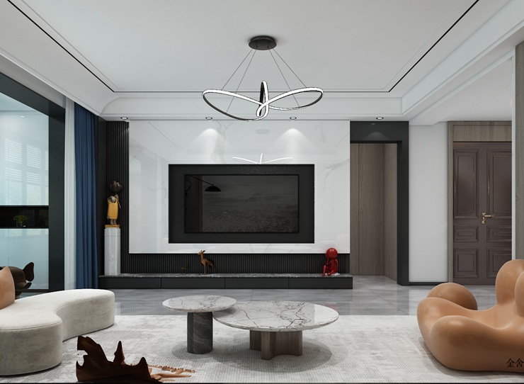 榮盛華府205平米現代簡約裝修-客廳