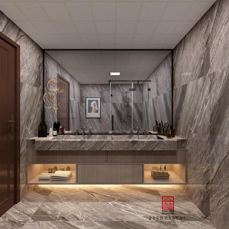 融創中心217㎡新中式風格衛生間效果圖