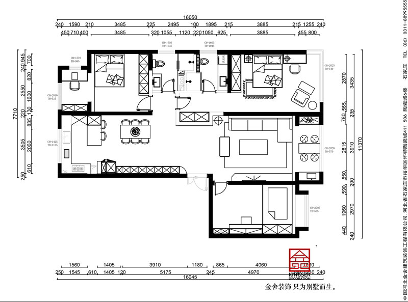 融創中心180平米輕奢風格裝修戶型解析