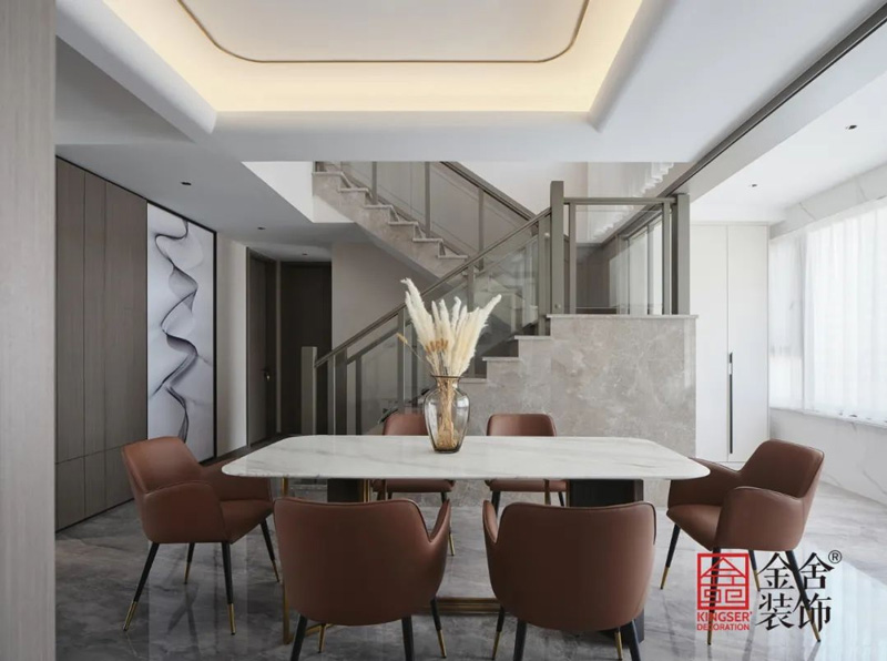 榮盛華府300㎡現代輕奢風格裝修實景圖