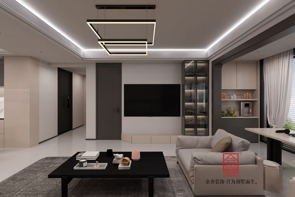 高新苑193平米現(xiàn)代簡約風格裝修-客廳